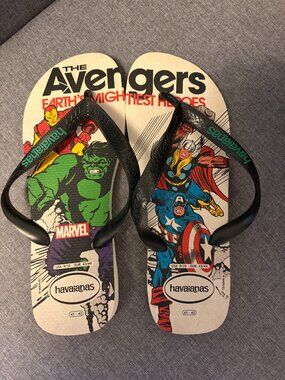 Havaianas Marvel Avengers Flip Flops NEW Hulk Iron Man Thor Size US 9/10